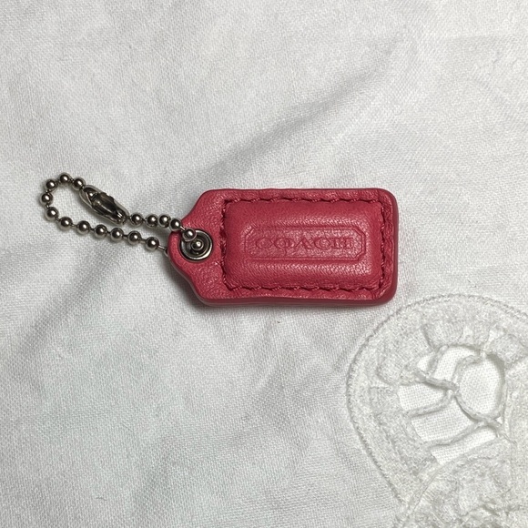 Coach Accessories - Coach Fuchsia Leather Hangtag/Keychain